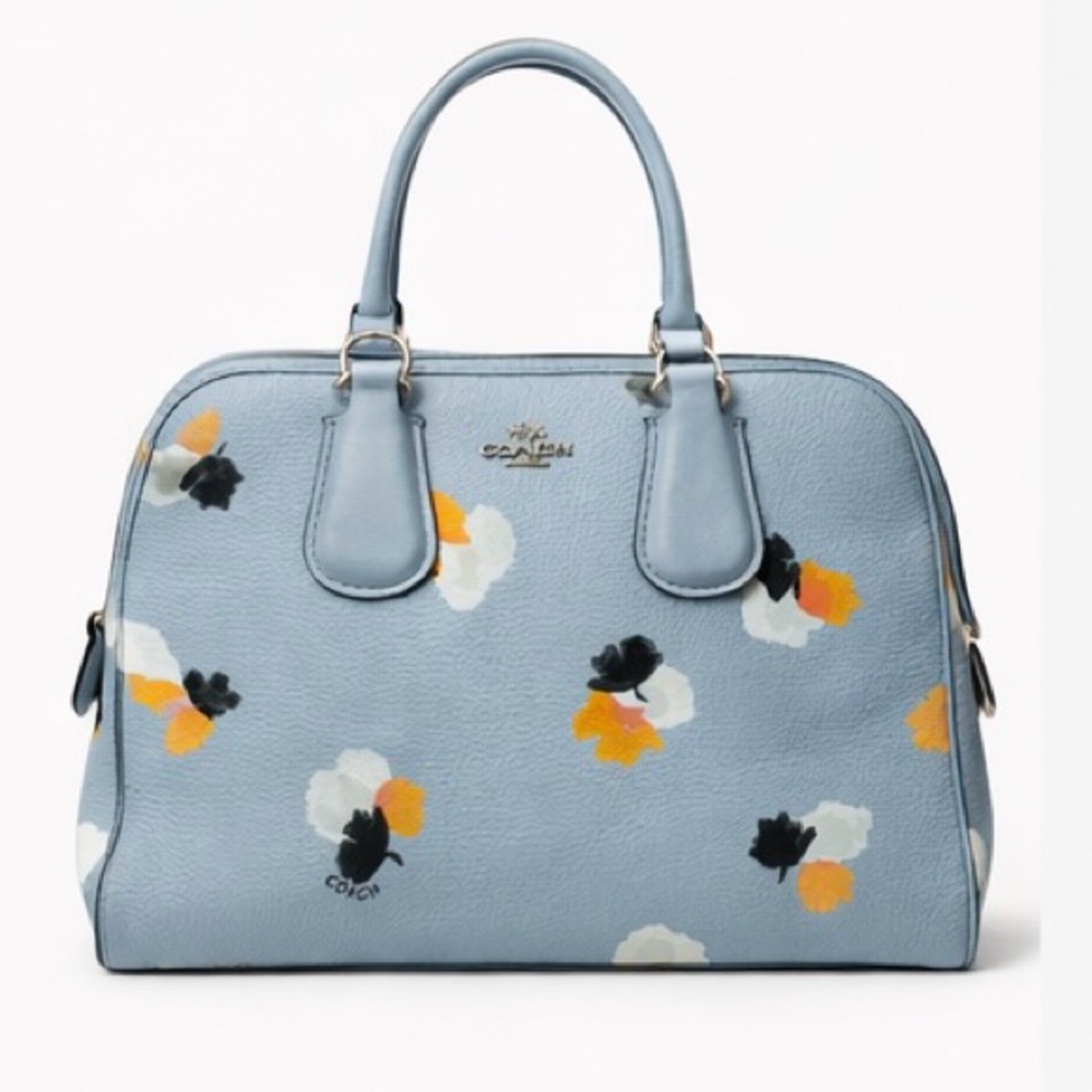 Coach Light Blue Floral Satchel